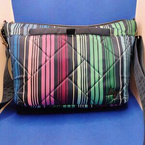 LUG RFID Cross body Purse, 2 Strap-multicolored Striped.